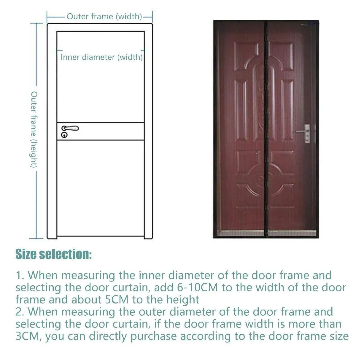 Striped Screen Door Curtain Mesh with Auto Close for Insect Protection and Ventilation - 80*210cm