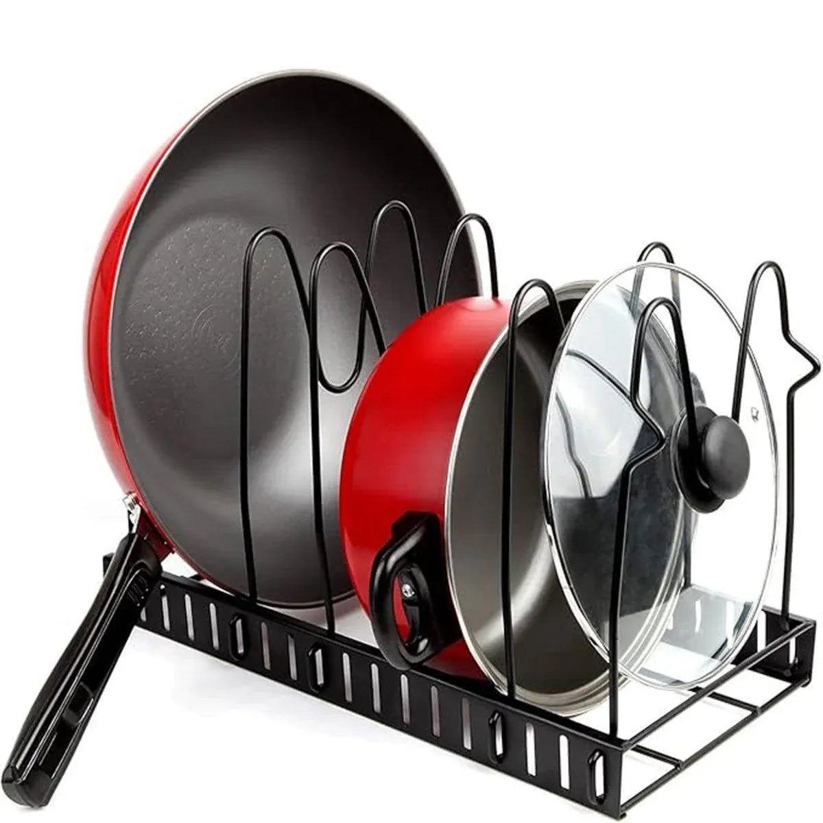Multi-Layer Vertical Pot Lid Storage Rack Folding Kitchen Countertop Organizer - 8th-Floor
