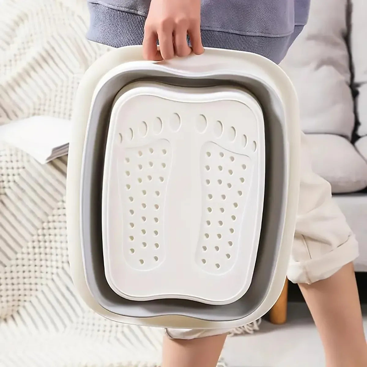 Foldable Foot Tub Portable Large Capacity Foot Basin for Home Bathroom Spa and Travel - Pink