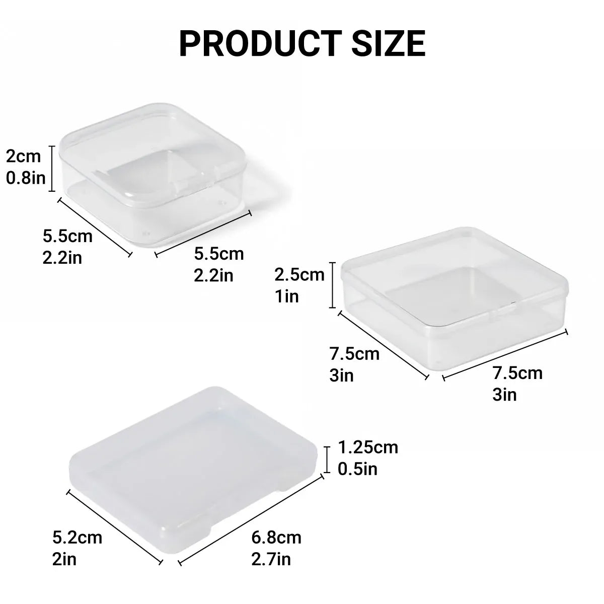 100PCS Transparent Plastic Storage Boxes Storage for jewelry Craft Beads Parts - 75x75x25mm