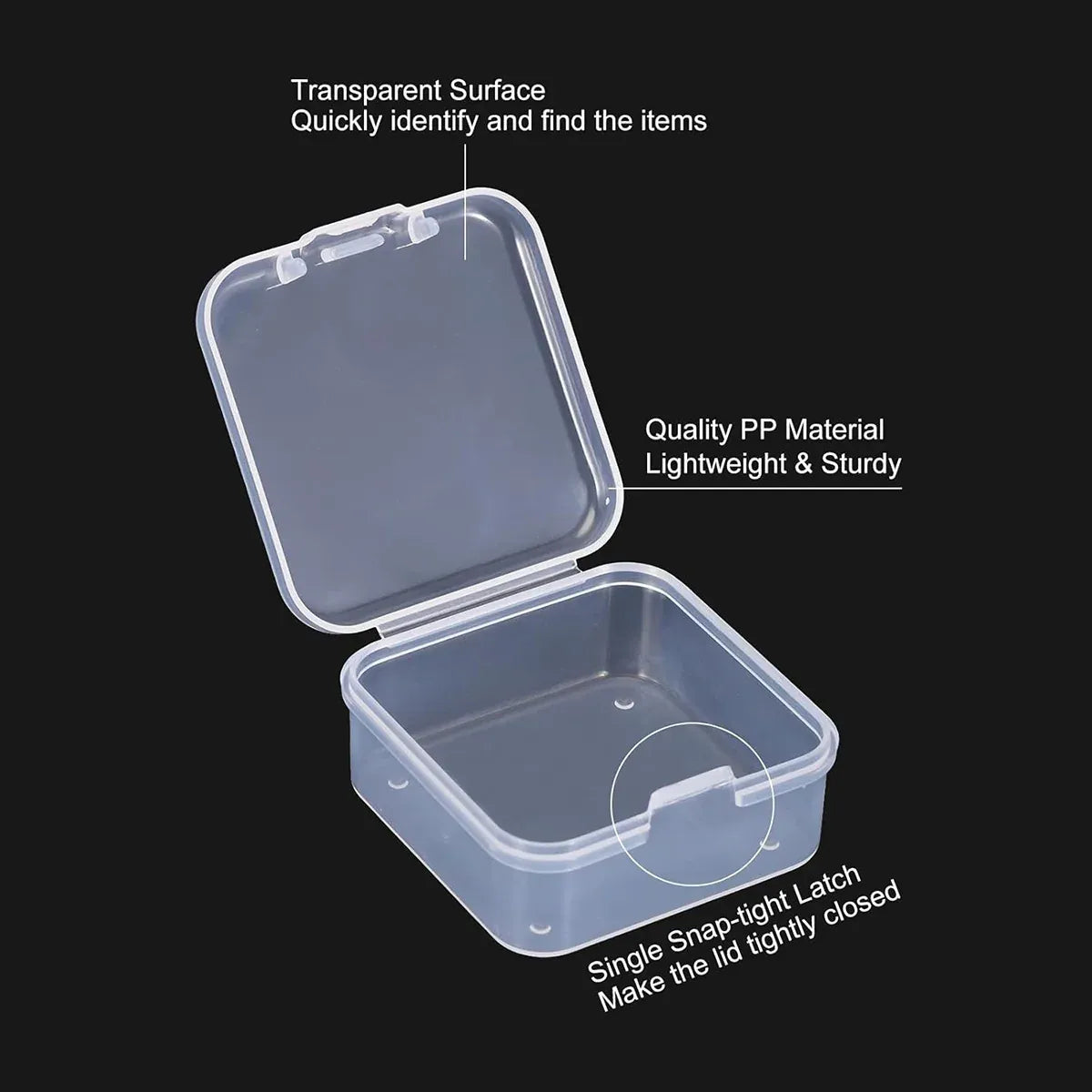 100PCS Transparent Plastic Storage Boxes Storage for jewelry Craft Beads Parts - 75x75x25mm