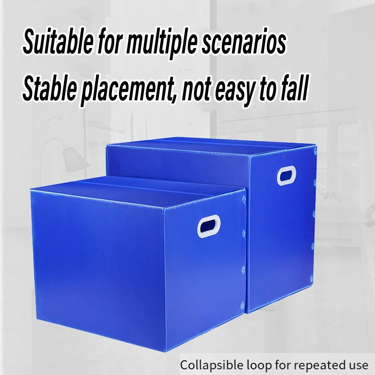 Large Capacity Waterproof Plastic Storage Box Foldable Moving Organizer Durable - 70x50x50cm