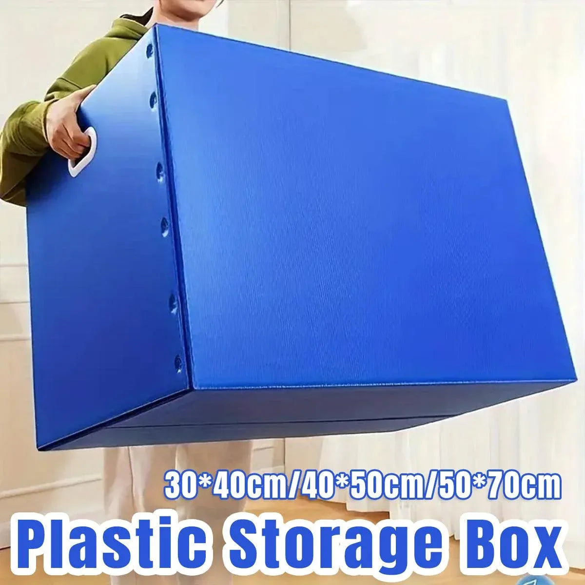Large Capacity Waterproof Plastic Storage Box Foldable Moving Organizer Durable - 70x50x50cm