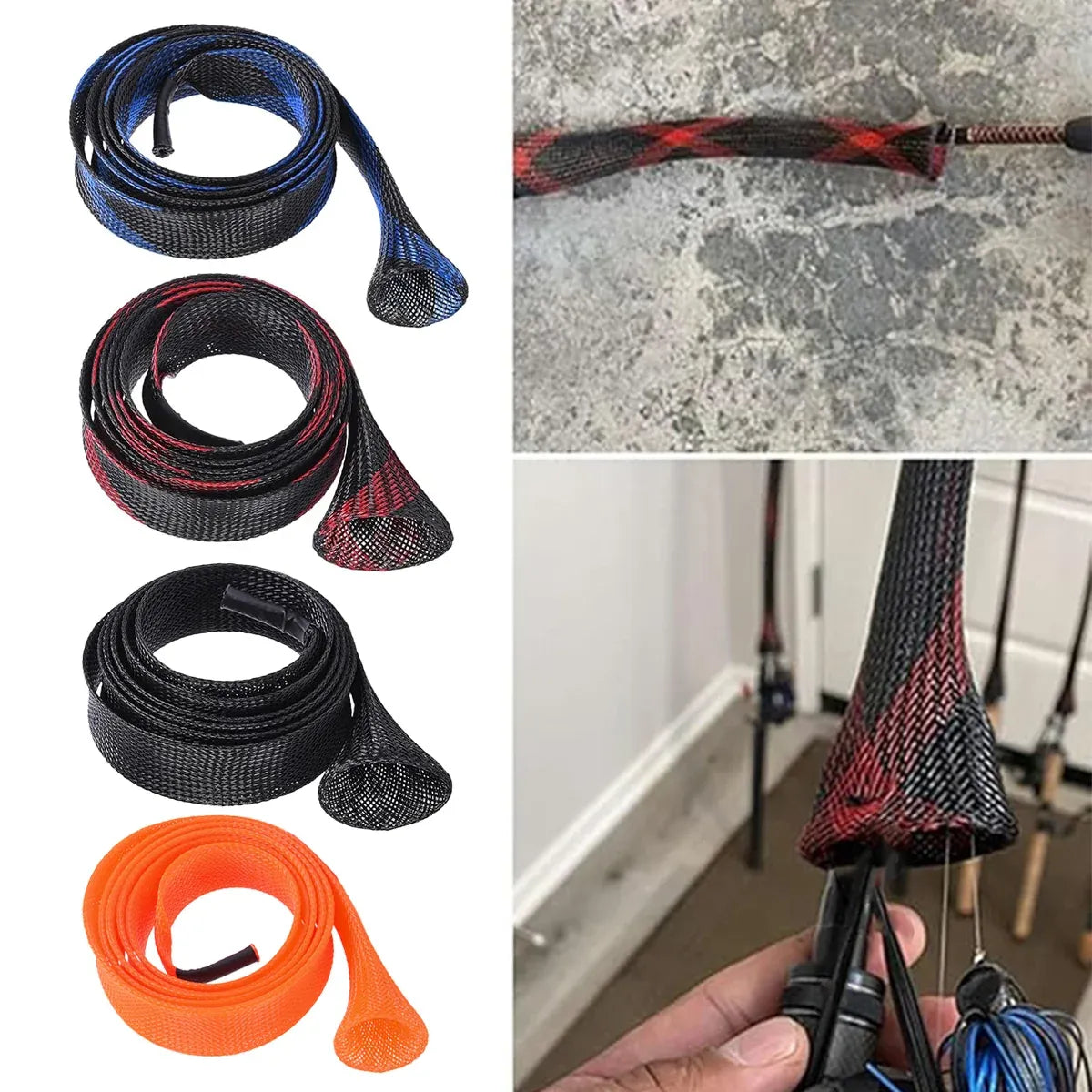 4PCS Retractable Fishing Rod Protector Mesh Tube Durable Lightweight 35x170mm