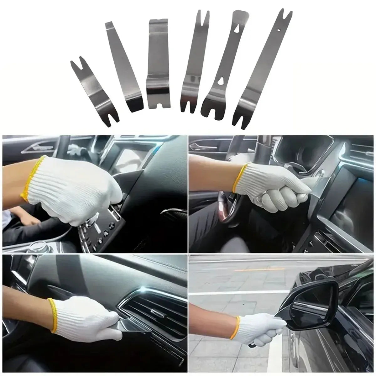 6pcs Pry Bar Tool Set Metal Dismantling Plate Fastener Remover For Car Repair