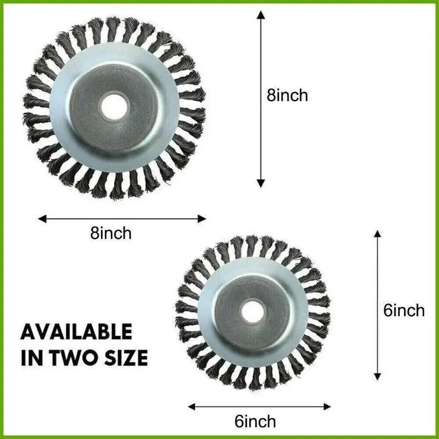 6/8inch Weed Brush Steel Wire Trimmer Wheel Garden Lawnmower Head Tool Grass Cutter - 8''