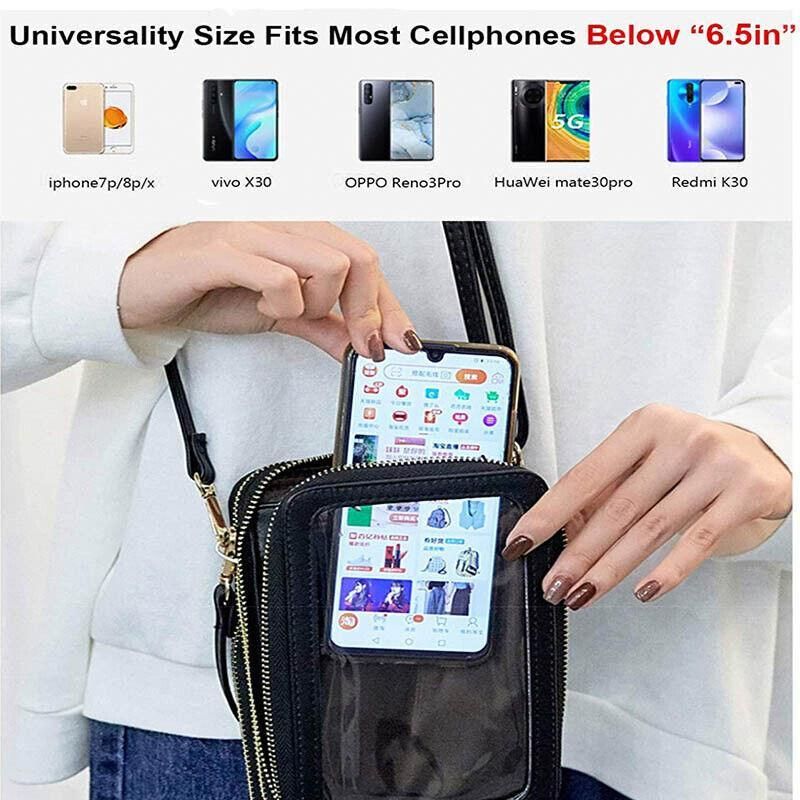 Women Crossbody Phone Purse Touch Screen Bag Rfid Blocking Wallet Shoulder Strap - Dark Blue