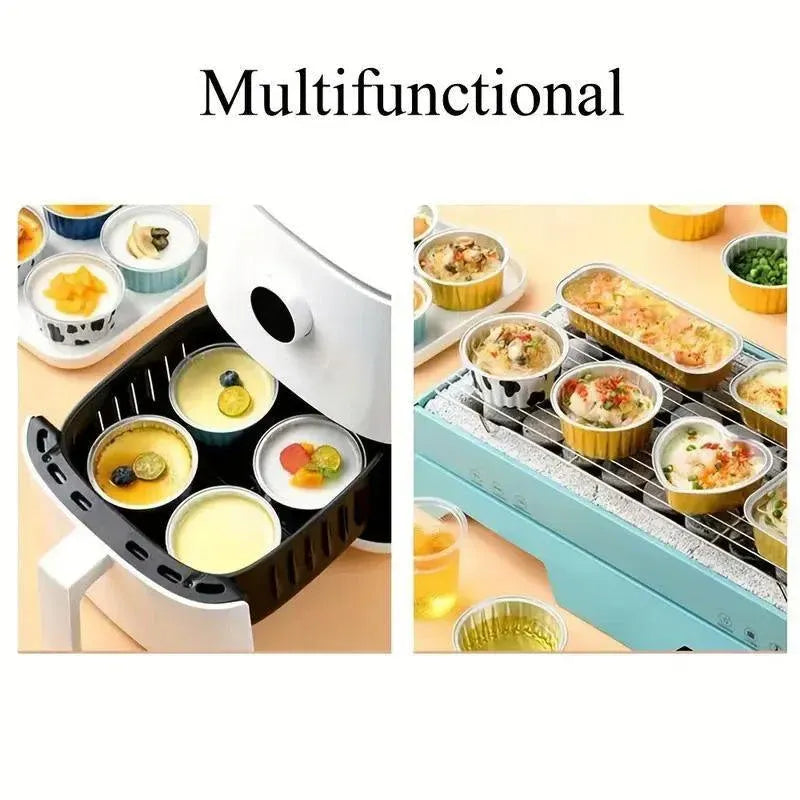 100Pcs Cake Tools Pudding Cake Aluminum Foil Baking Cups Cupcake Cup with Lids - 100pcs-Blue