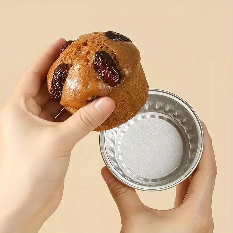 100Pcs Cake Tools Pudding Cake Aluminum Foil Baking Cups Cupcake Cup with Lids - 100pcs-Blue