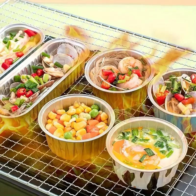 100Pcs Cake Tools Pudding Cake Aluminum Foil Baking Cups Cupcake Cup with Lids - 100pcs-Cow