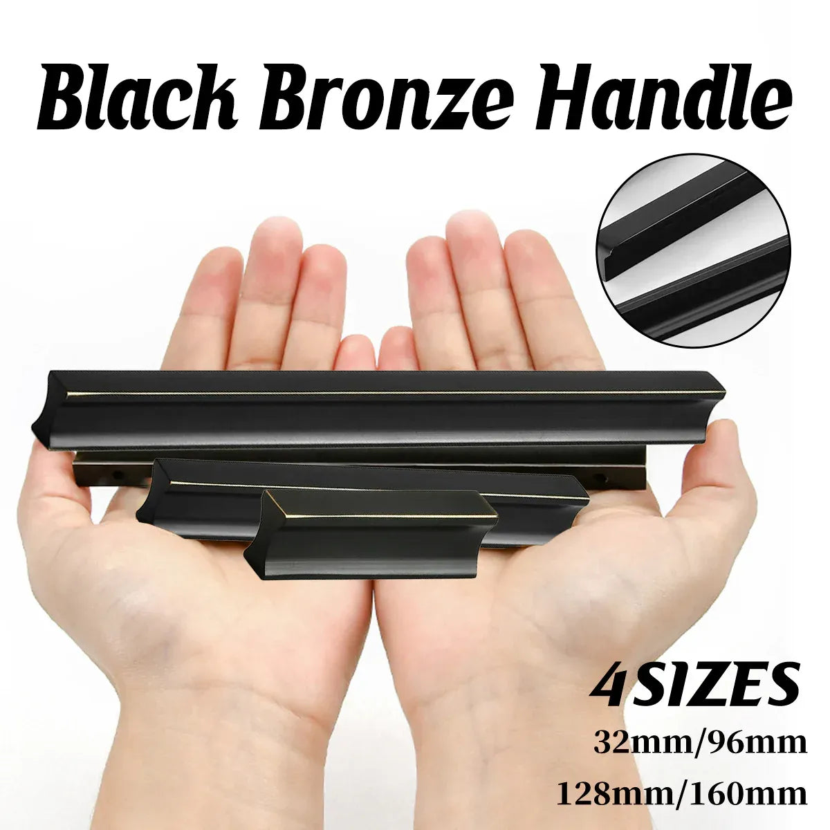 Pure Copper Handle North Black American Style for Closet Drawer Cabinet Door - 128mm