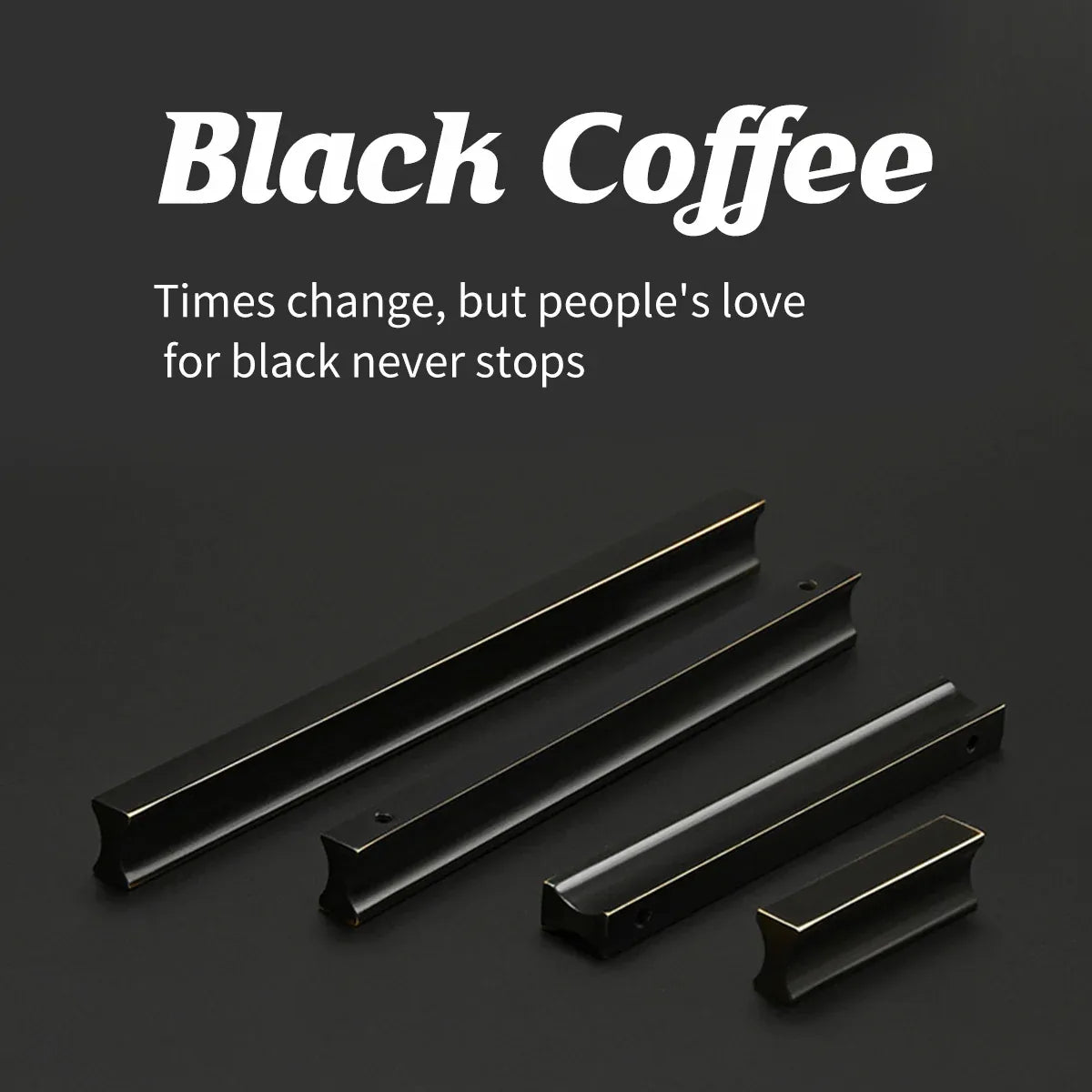 Pure Copper Handle North Black American Style for Closet Drawer Cabinet Door - 160mm