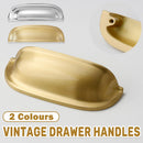 Retro Brass Cup Drawer Handle 2 Hole Vintage Cabinet Pull for Furniture Door and Drawer - Copper