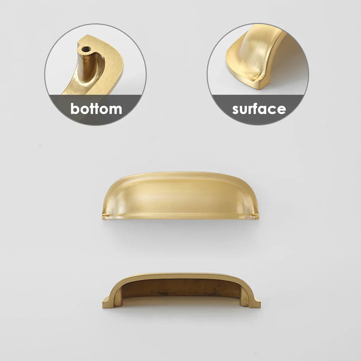 Retro Brass Cup Drawer Handle 2 Hole Vintage Cabinet Pull for Furniture Door and Drawer - Copper