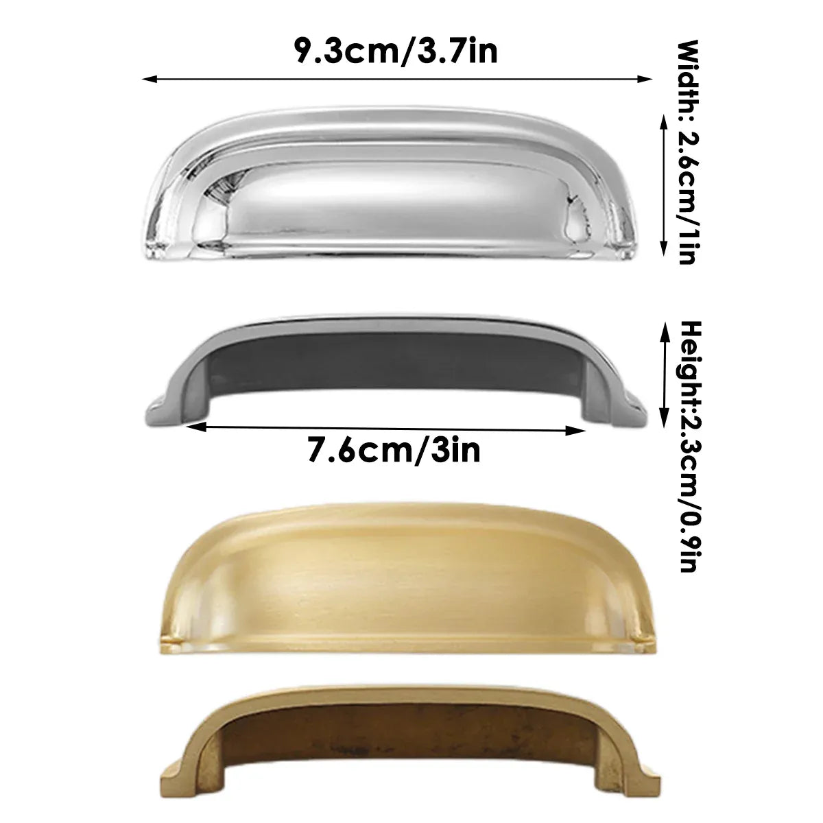 Retro Brass Cup Drawer Handle 2 Hole Vintage Cabinet Pull for Furniture Door and Drawer - Silver