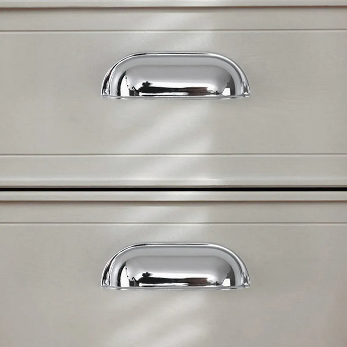 Retro Brass Cup Drawer Handle 2 Hole Vintage Cabinet Pull for Furniture Door and Drawer - Silver