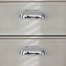 Retro Brass Cup Drawer Handle 2 Hole Vintage Cabinet Pull for Furniture Door and Drawer - Silver