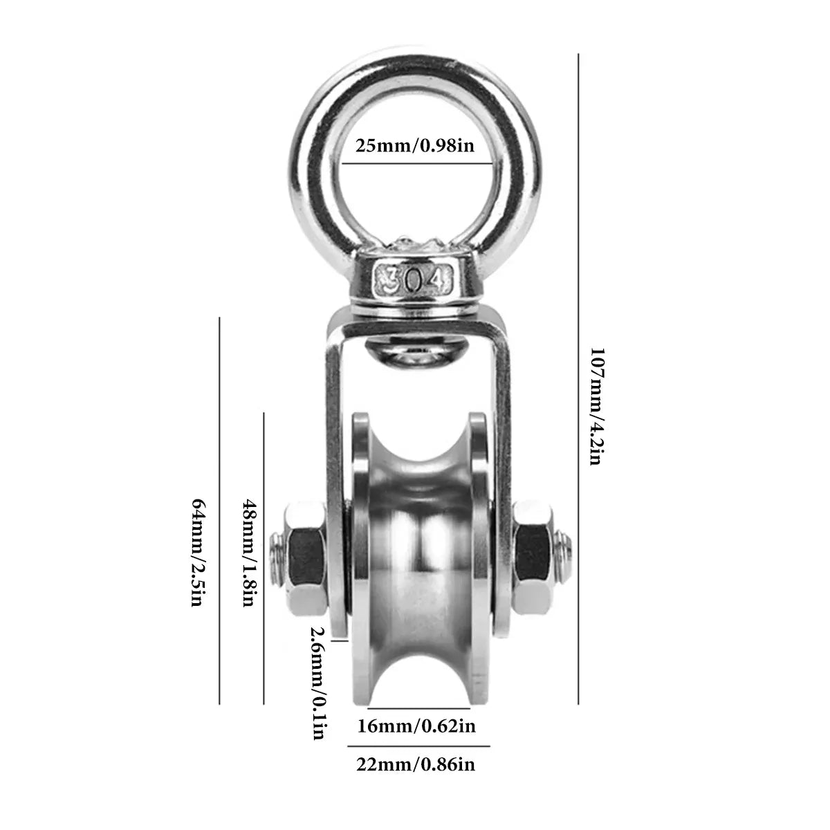 Stainless Steel Pulley Wheel Lifting Ring Wire Rope Roller For Hoist Rail