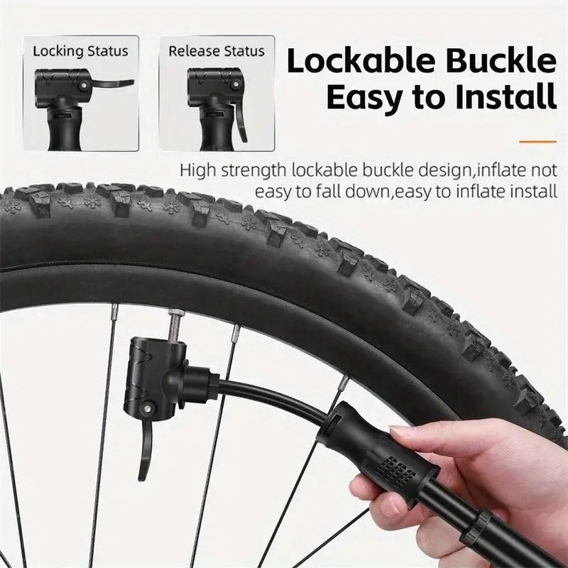 Portable Bicycle Pump Mini Inflatable Tube Pump Tire Inflator for Bike Cycling - Black
