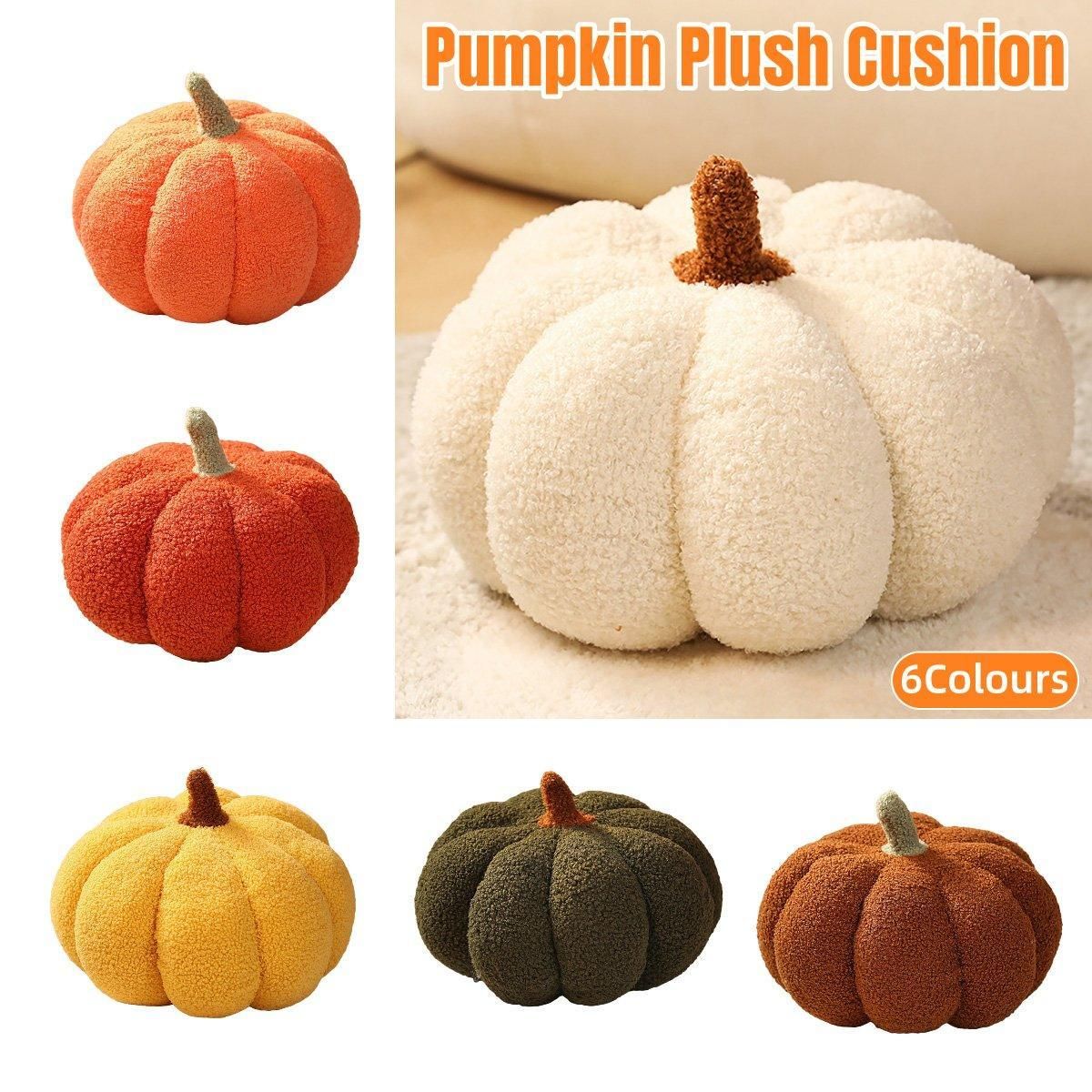 Soft Plush Pumpkin Pillow Cushion Sofa Living Room Bay Window Decor Indoor Toy - White