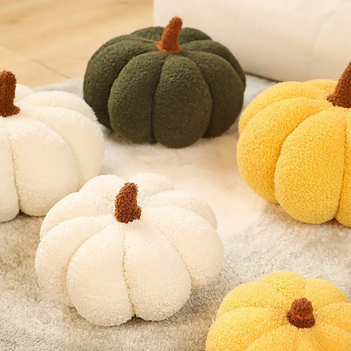 Soft Plush Pumpkin Pillow Cushion Sofa Living Room Bay Window Decor Indoor Toy - White