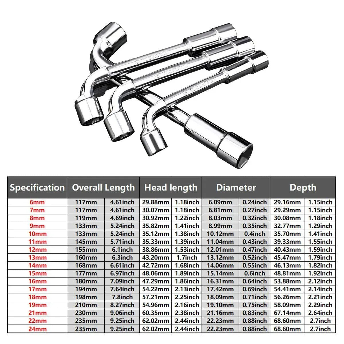 22mm L-Shaped Elbow Socket Wrench, Chrome-Vanadium Steel