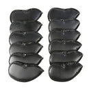 12PCS PU Leather Golf Iron Head Covers Set Black with Velcro Closure