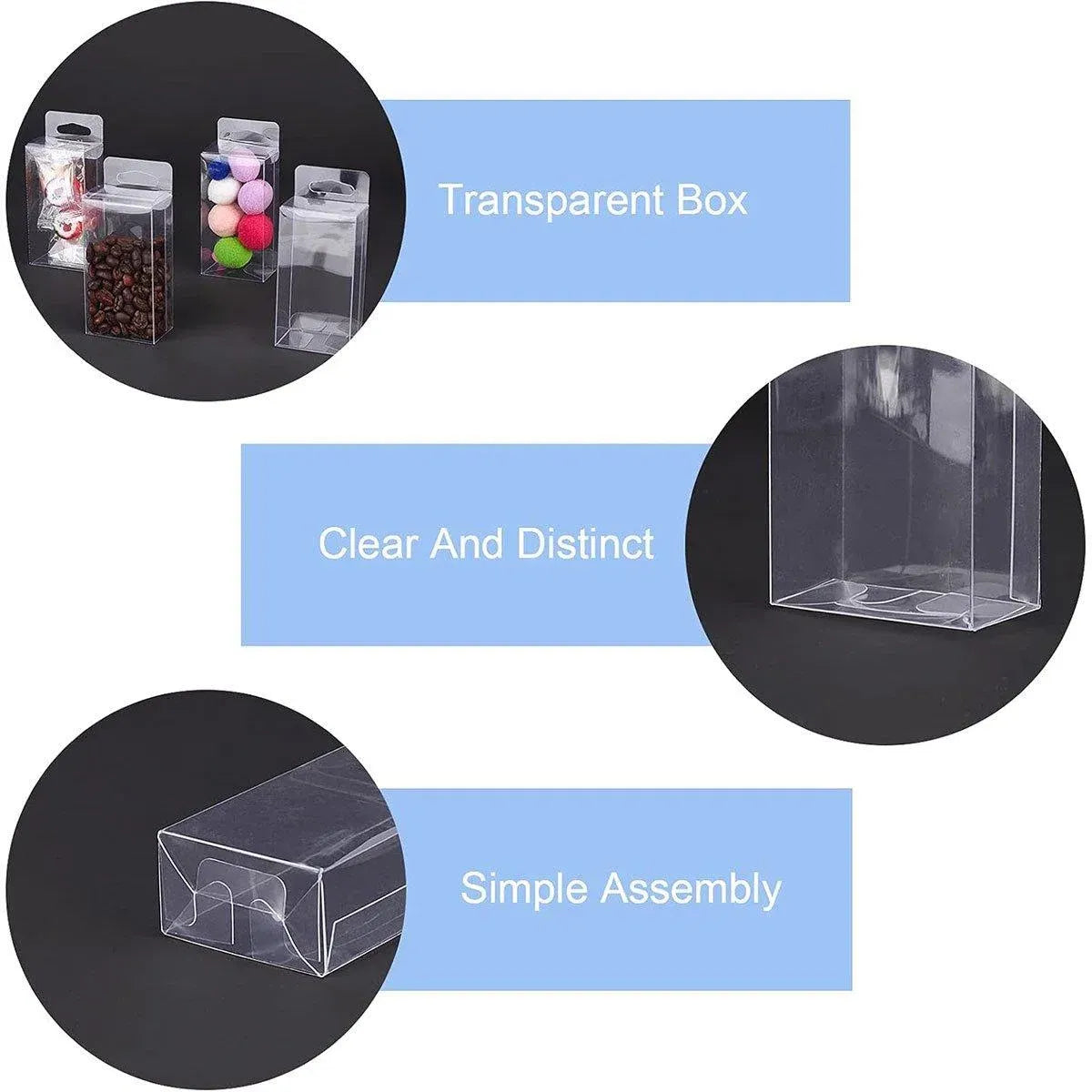 50pcs Transparent Gift Boxes with Hooks Clear Packaging Storage Containers - 10x3.2x17.5cm