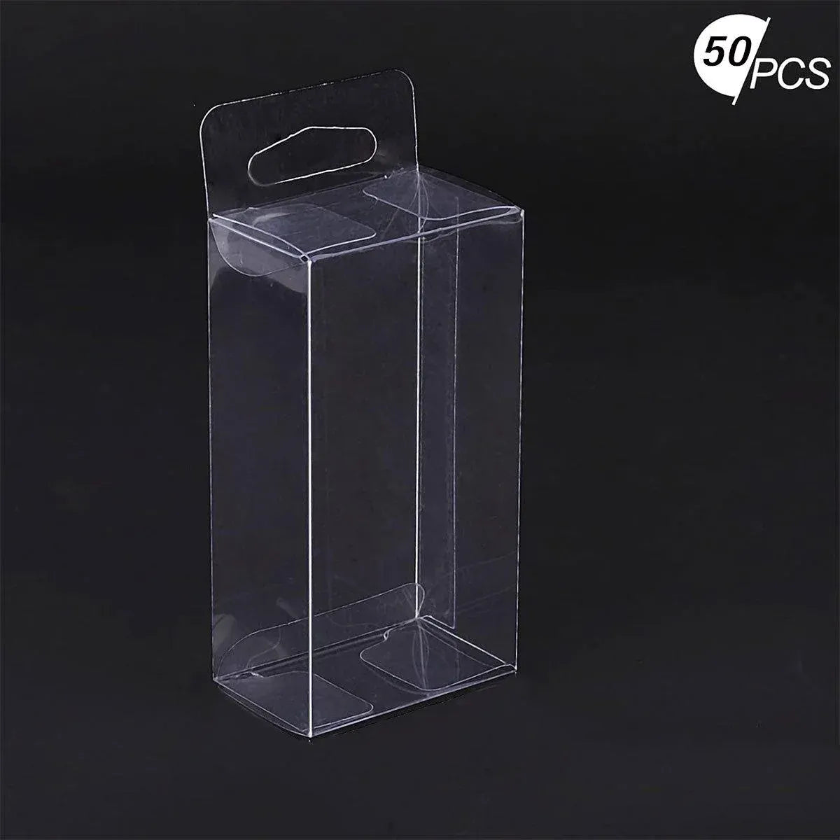 50pcs Transparent Gift Boxes with Hooks Clear Packaging Storage Containers - 7x2.5x15cm