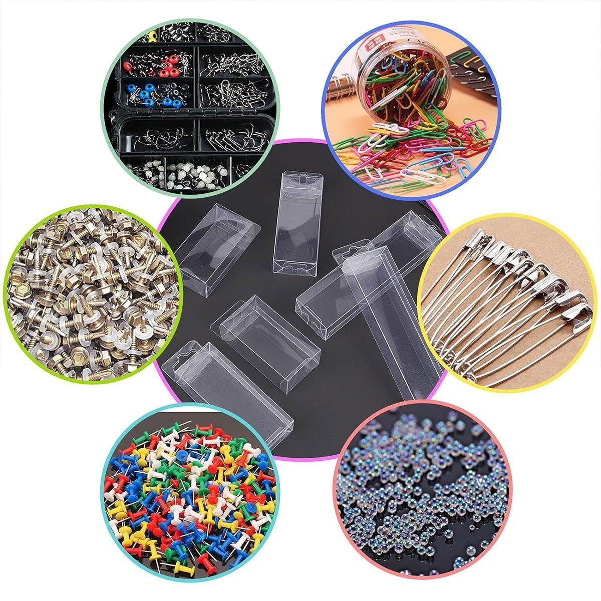 50pcs Transparent Gift Boxes with Hooks Clear Packaging Storage Containers - 9x5x12cm