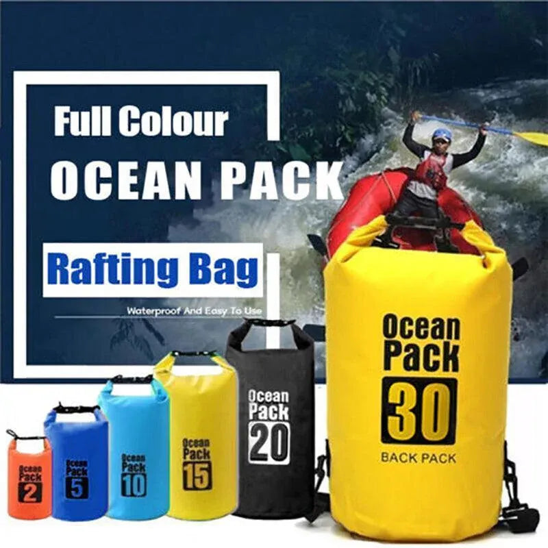 Orange Waterproof Bag Dry Sack Fishing Camping Canoeing Outdoor Sport 2/5/10/15/20/30 L - 15L