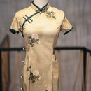 Retro Chinese Style Yellow Jacquard Cheongsam Short Sleeve Improved Young Style - XXL