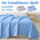 Cooling Summer Quilt 180 x 200cm Ice Silk Solid Colour Lightweight Comforter - Blue
