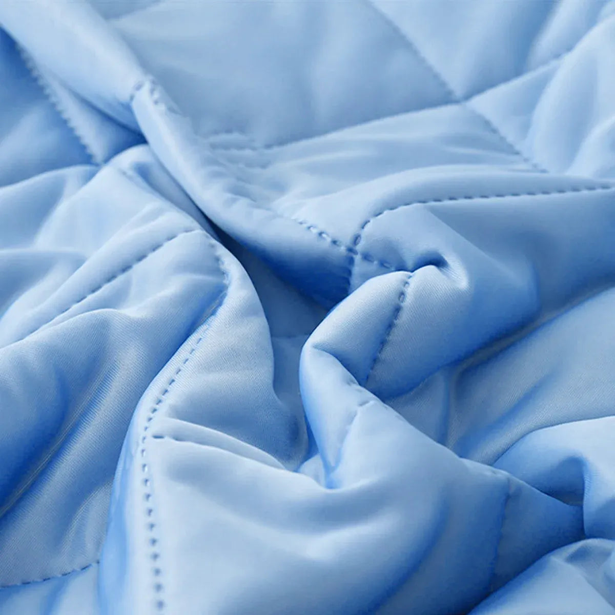 Cooling Summer Quilt 180 x 200cm Ice Silk Solid Colour Lightweight Comforter - Blue