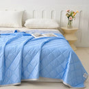 Cooling Summer Quilt 180 x 200cm Ice Silk Solid Colour Lightweight Comforter - Blue