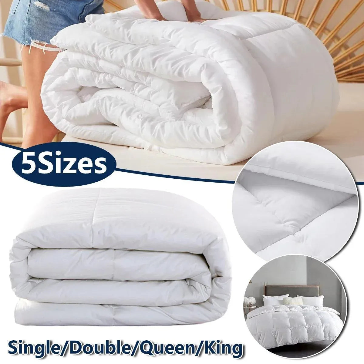 Luxury Hotel Quilt Core – Soft Microfiber Down Alternative Comforter for All Seasons - 210x210cm-Cotton