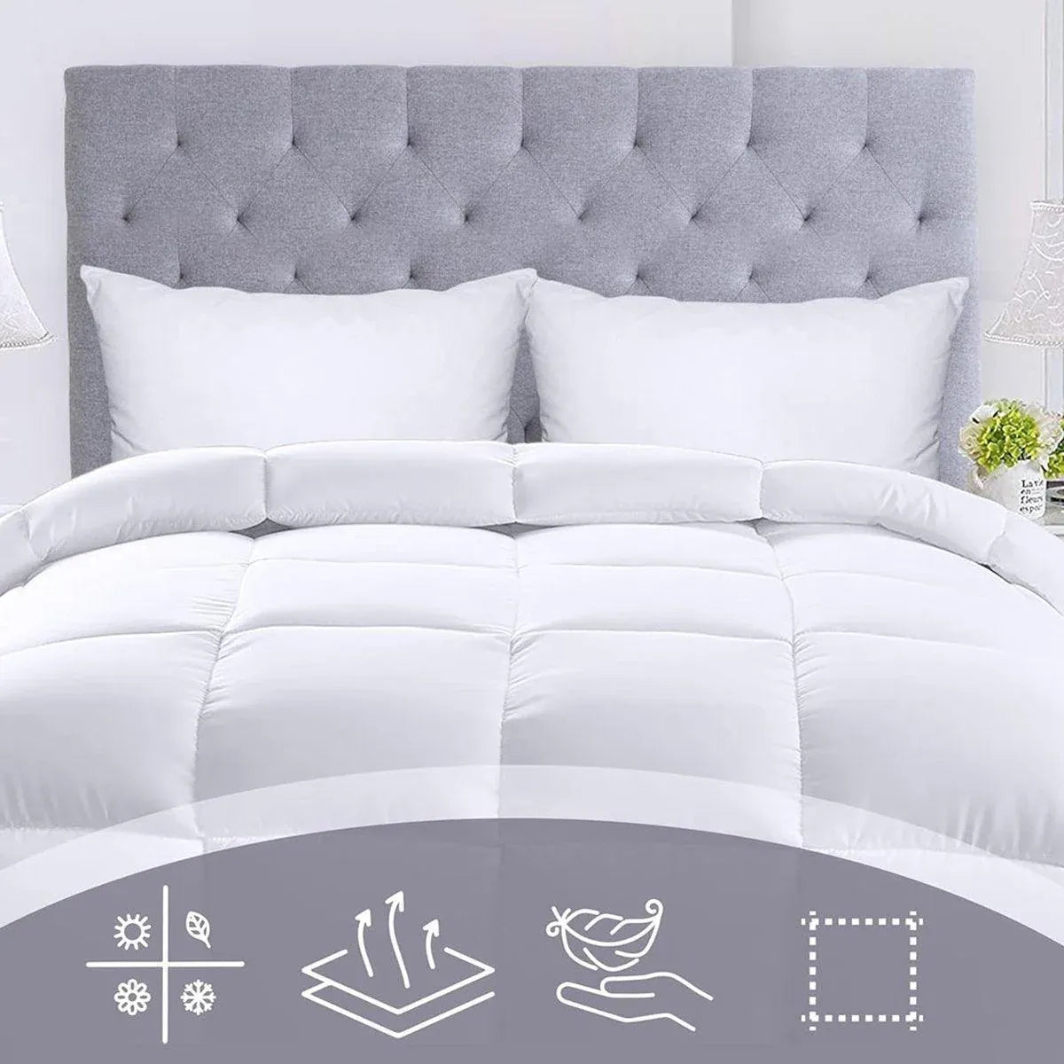 Luxury Hotel Quilt Core – Soft Microfiber Down Alternative Comforter for All Seasons - 210x210cm-Cotton