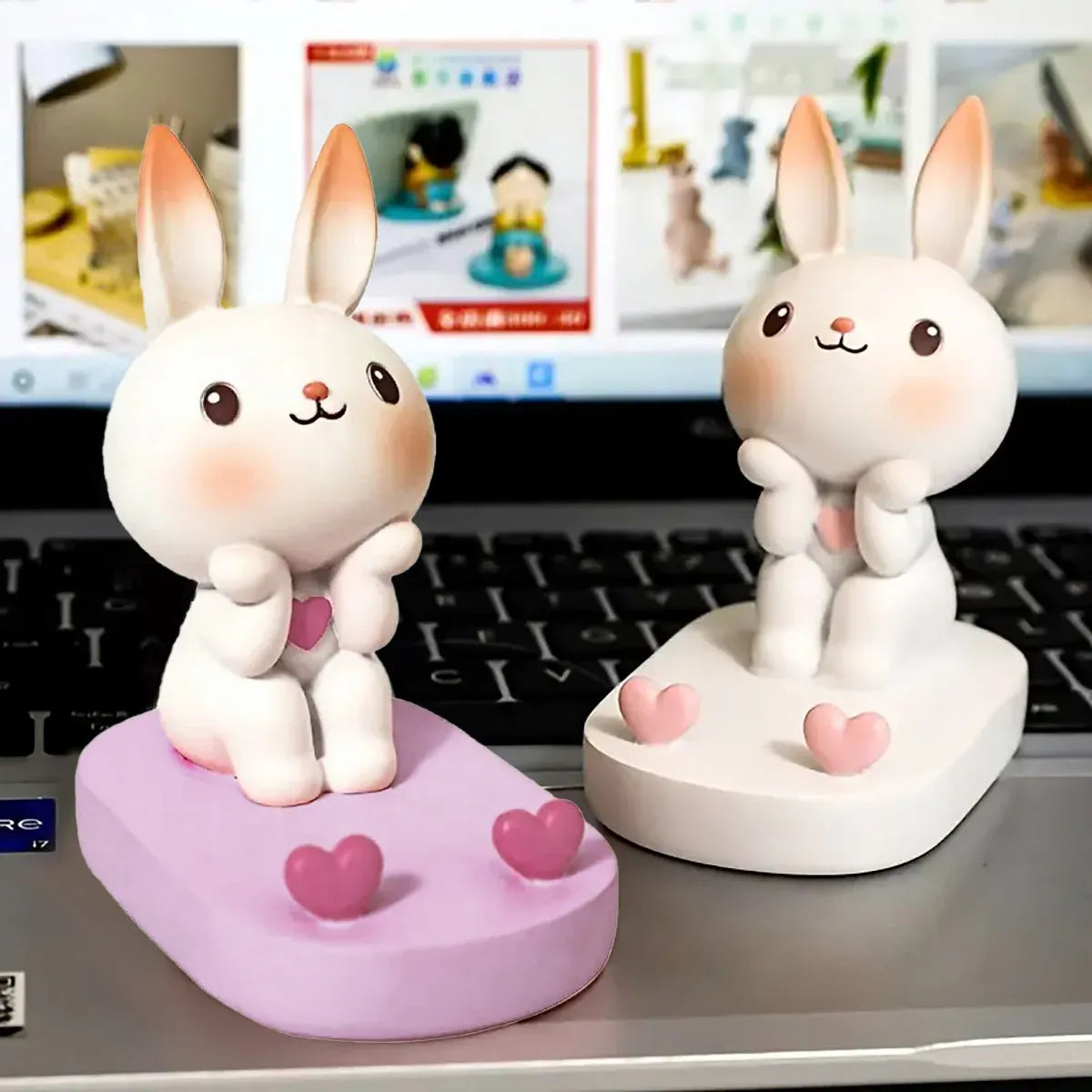 Cartoon Rabbit Phone Holder Desktop Stand Cute Mobile Phone Stand for Office - Pink