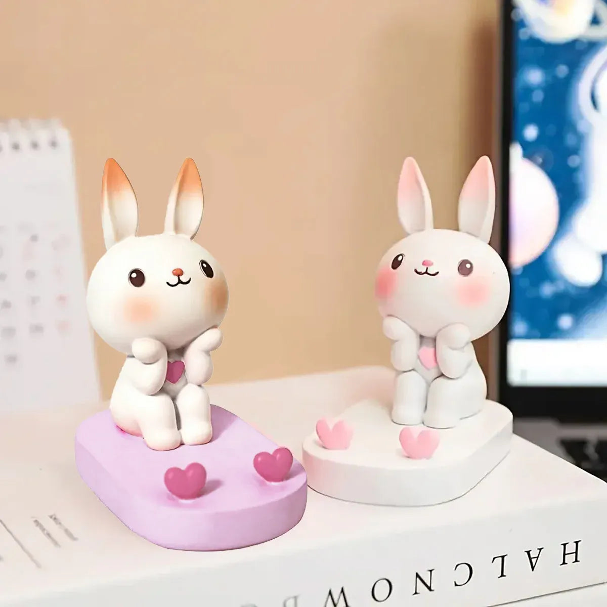 Cartoon Rabbit Phone Holder Desktop Stand Cute Mobile Phone Stand for Office - Pink