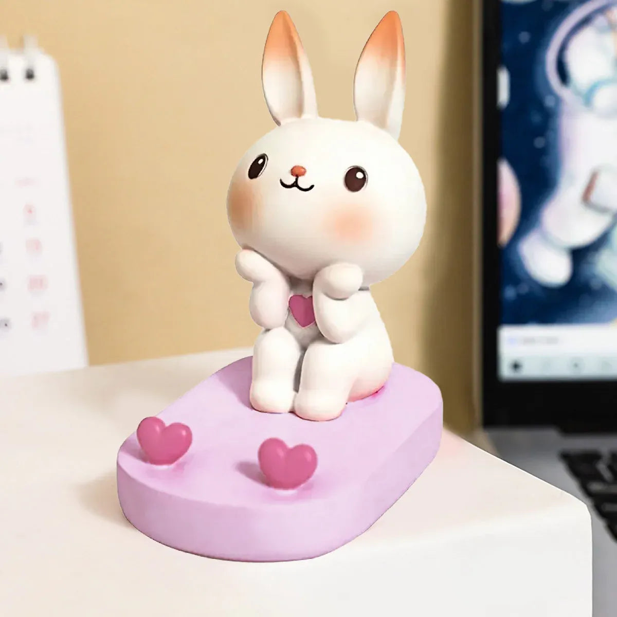 Cartoon Rabbit Phone Holder Desktop Stand Cute Mobile Phone Stand for Office - Pink