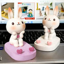Cartoon Rabbit Phone Holder Desktop Stand Cute Mobile Phone Stand for Office - White