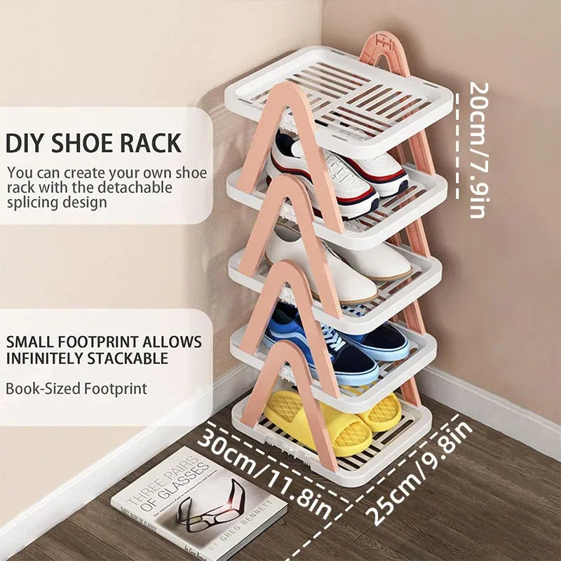 2/3 Tier Removable Shoe Rack Folding Storage Shelf Simple Space Saving Organizer - 2Tier-Blue