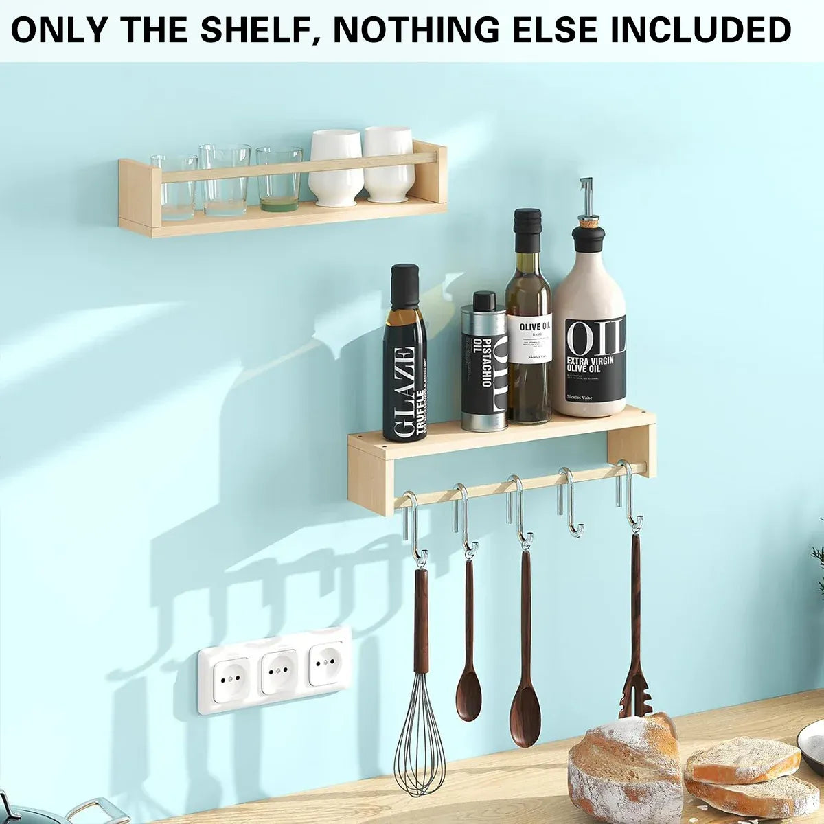 2PCS Solid Wood Wall Mounted Shelf Sturdy Durable Easy Installation Home Decor