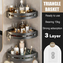 Three-layer Bathroom Triangular Shelf Basic Model Hole-free Storage Towel Rack - Black