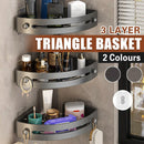 Three-layer Bathroom Triangular Shelf Basic Model Hole-free Storage Towel Rack - Grey