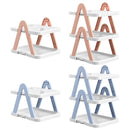 2/3 Tier Removable Shoe Rack Folding Storage Shelf Simple Space Saving Organizer - 3Tier-Pink