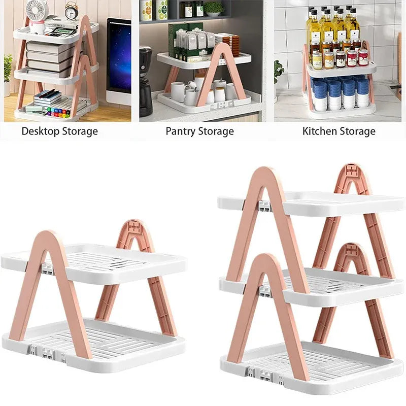 2/3 Tier Removable Shoe Rack Folding Storage Shelf Simple Space Saving Organizer - 3Tier-Pink