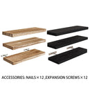 3 PCS Wooden Wall Shelf Single Board Wall Mounted Home Decor Living Room Bedroom - Brown