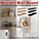 3 PCS Wooden Wall Shelf Single Board Wall Mounted Home Decor Living Room Bedroom - Brown