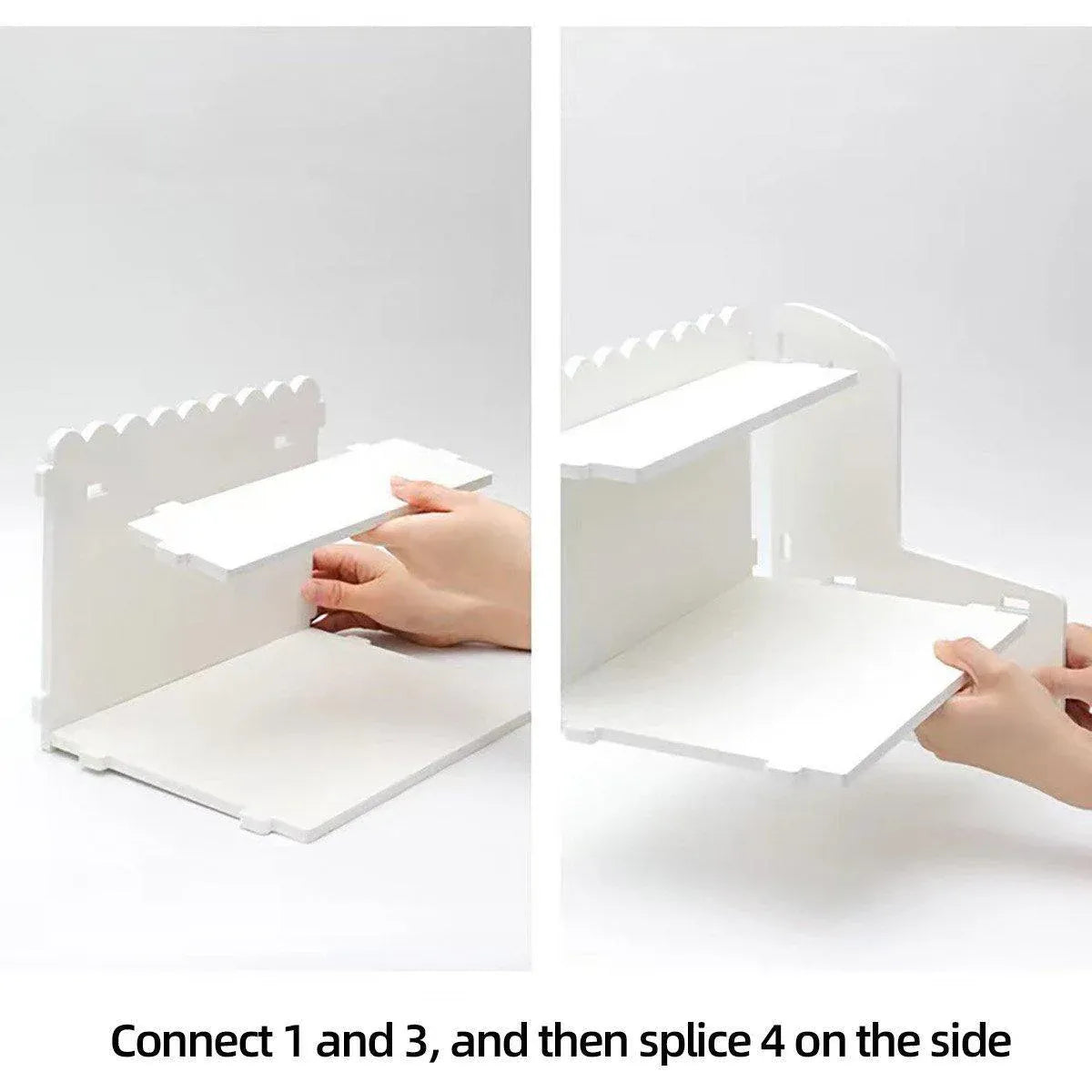 Elevated Double Layer Desktop Storage Rack for Office Dormitory Cosmetics Books - L